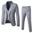 Men 3-piece Suit Blazer Slim Fit Tuxedo With One Button Jacket Vest Pants Set
