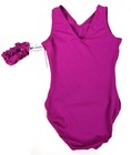 Gk Elite Pink Diamonds Silver Sequin V-neck Leotard   Scrunchie Child Large  cl 