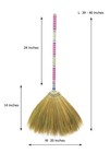 40 Inch Asian Broom Soft Bristles Long Handle Reed Tree Grass Vintage Indoor