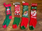 Christmas Lot Of 4 Vintage Knit Christmas Stockings Santa 1970s
