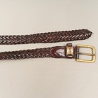 Vintage Nautica Brown Braided Leather Belt Mens Sz 38 Brass Buckle Woven