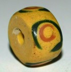 Antique Venetian Lampwork Yellow Glass Trail Decorated Eye Bead  African Trade