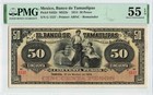 1914 State Of Tamaulipas Mexico Fifty Pesos Currency Note Pick S432r Au 55 Epq