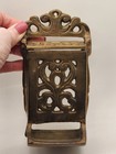 Vintage 1970 s Ornate Solid Brass Wall Mounted Match Holder With Lid