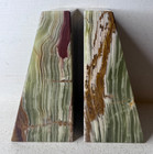 Vintage Mcm Banded Natural Green Onyx Wedge Bookends Pair Marble Stone