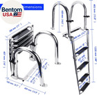 Heavy Duty Pontoon Boat Ladder  316 Stainless Steel 4 Step Telescoping Folding R