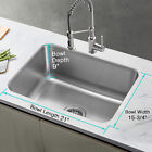 Jassferry 23in Single Bowl 16 Gauge Stainless Steel Undermount Kitchen Sink