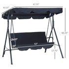 Porch Swing Hammock Bench Lounge Chair Steel 3-seat Padded Outdoor W  Canopy