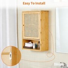 Modern White Wooden Bathroom Wall Cabinet With Rattan Doors     Adjustable Shelf    