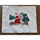Finished Cross Stitch Christmas Snowman Winter Cottagecore 14x11  Cozy Storybook