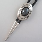 Sterling Silver Southwestern Bolo Tie With Hematite Shadowbox