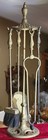 Antique Gothic Gilt Cast Iron Fireplace Tools Set Of 4 Tools Very Sturdy   Heavy