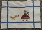 Handmade Vintage 1970s Cross Stitch Baby Blanket And Pillow Case Nursery 42 5x30