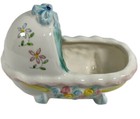Vintage Ceramic Planter Bassinet Baby Crib Bed Cradle Wales Made In Japan