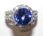 3 50 Ct Round Cut Natural Sapphire Diamond Engagement Ring 14k White Gold Size 5