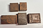 Vintage Letterpress Type Printing Block Metal Copper On Wood  12  Stamps