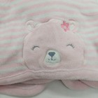Carters Just One You Pink And White Striped Teddy Bear Plush Baby Blanket 29x40