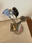Antique vintage Style  Handcrafted 9  Hatpin-blue Glass With Etched Lady