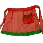 Vintage Christmas Apron Red Sheer Green Trim Gold Rick Rack Waist Half Tie