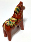 Akta Dalahemslojd G  A  Olsson Dala Horse Wooden Orange 4    Tall Vintage Sweden