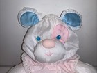 Vintage Fisher Price Puffalump Bear Plush White Pink Blue Rattle