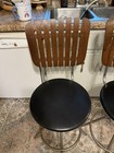 Lot Of 2 Vintage Mcm Umanoff Style Comfort Line Wood Slat Vinyl Seat Bar Stools