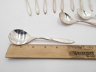 12 Vtg Pan Am Airlines Exclusive Globe Logo I s  Co  Silver Plated Soup Spoons