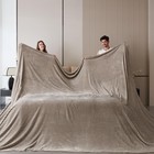 Oversized King Fleece Blanket 120x120 120 x120   Taupe - Block Pattern