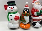 General Foam Plastic Corp Blow Mold Snowman Penguin Santa Reindeer 9  Lot Of 5