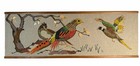 Vintage 1965 Mcm Crushed Glass gravel Wall Art Pair Peacock   Pheasants 36x12