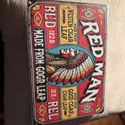 Vintage    red Man    Good Cigar Leaf Metal Tin 7 8   x11 9   