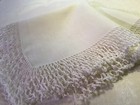 9323    fabulous Vintage C1940 Linen Wide Crochet Lace Wedding Handkerchief