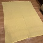 Vintage Waffle Weave Satin Trim Thermal Yellow Blanket 60x75 