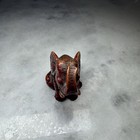 Vintage Hand Carved Elephant Figurine     Miniature Wood Look Statue Lucky Decor