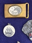 Vintage Faux Ivory Cape Cod Scrimshaw Whaling Sailboat Schooner Jewelry Pendant