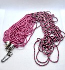 Vintage Coral Pink And Gold Multi-strand Small Beaded Necklace 19 Inches