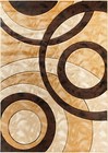 Area Rug Modern 5x7 Brown Circles Geometry Soft Hand Carved Contemporary Floor