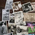 Vintage Lot 50  Black   White Photo 12  Postcards Cars People Children See Pic