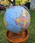 Vintage Replogle World Nation Series 12 Inch Globe Raised 1980s Wood Base Map