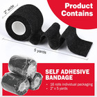 16 Pack Self Adhesive Bandage Wrap Black  2  X 5 Yards Black Athletic Tape  Vet