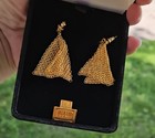 Vintage Whiting And Davis Silk   Lace Mesh Earrings 14k Gold Posts - Video