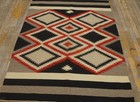 Bold Graphic Tribal Design Antique Native American Flat Weave Navajo Rug