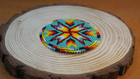 Handmade Beaded Rosette Medallion Patch Applique Native American Style  turquois
