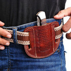 Genuine Leather Hand Crafted Belt Sheath For Folding Blade Knife Survival Edc