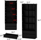 Curio Display Cabinet With Light  Storage Shelves With Pop-up Glass Doors  2 Dra