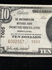1929  10 Northhumberland National Bank Northhumberland National Currency Ch 7005
