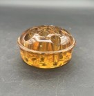 Flower Frog Amber Glass 11 Hole Vintage