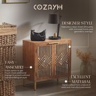 Cozayh 2 Door Modern Accent Cabinet Mirror Front Storage Sideboard  Metal  Wood