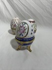 Porcelain Egg Trinket Box Lot Of 3 Vintage Small Hinged Footed 4 