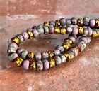 5 0 Czech Aged Yellow Brown Purple Picasso Mix 10-inch Strand Glass Seed Beads